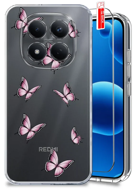 Etui wiosenne do Xiaomi Redmi Note 15 Pro 5G przezroczyste ze wzorem motyli