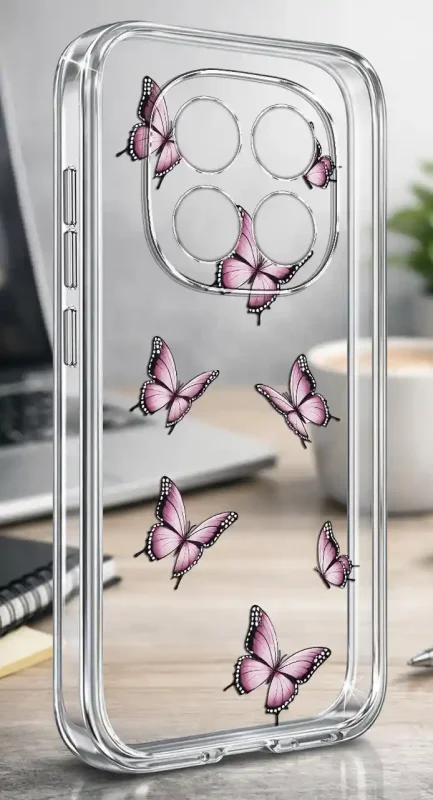 Przezroczyste etui wiosna Xiaomi Redmi Note 15 Pro 5G nadruk motyli