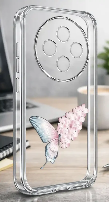 Przezroczyste etui wiosna Oppo Reno 12 F / 12 FS 4G / 5G nadruk motyla