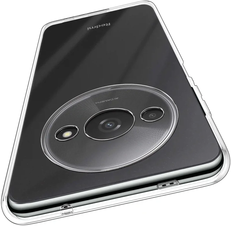 Wzmocniona ochrona aparatu w etui przezroczystym do Xiaomi Redmi A3 – zbliżenie na wyspę kamery