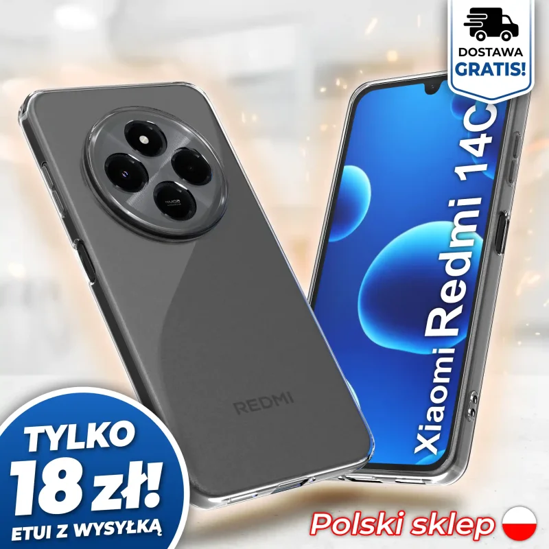 Wzmocniona ochrona aparatu w etui przezroczystym do Xiaomi Redmi 14C - darmowa wysyłka, polski sklep
