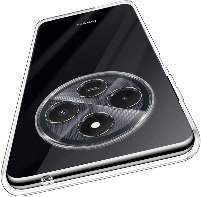 Wzmocniona ochrona aparatu w etui przezroczystym do Xiaomi Redmi 14C – zbliżenie na wyspę kamery