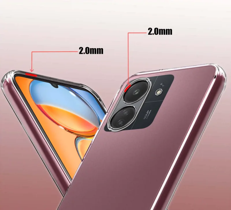 Etui Clear Case do Xiaomi Redmi 13C – podwyższone ranty 2.0 mm chroniące ekran i aparat