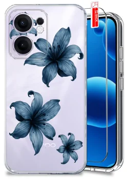 Etui do Oppo Reno 13 FS 5G / 13 F 5G przezroczyste różne wzory wiosenne ze szkłem