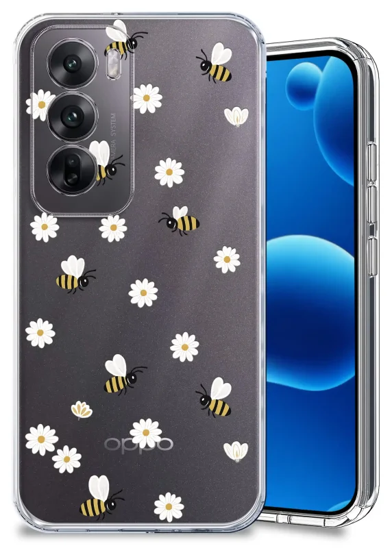 Etui wiosenne do Oppo Reno 12 Pro 5G przezroczyste ze wzorem stokrotek