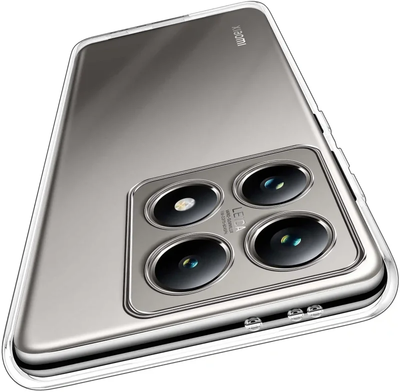 Wzmocniona ochrona aparatu w etui przezroczystym do Xiaomi 14T – zbliżenie na wyspę kamery