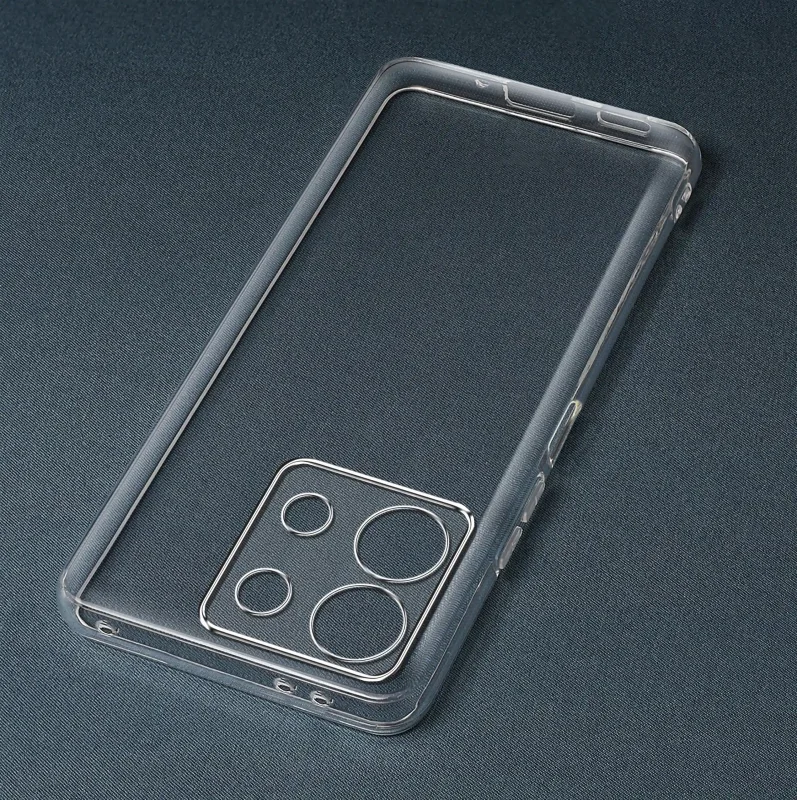 Transparentne etui ochronne do Xiaomi Redmi Note 13 Pro 5G – widok samego case’a z wycięciem na aparat i porty