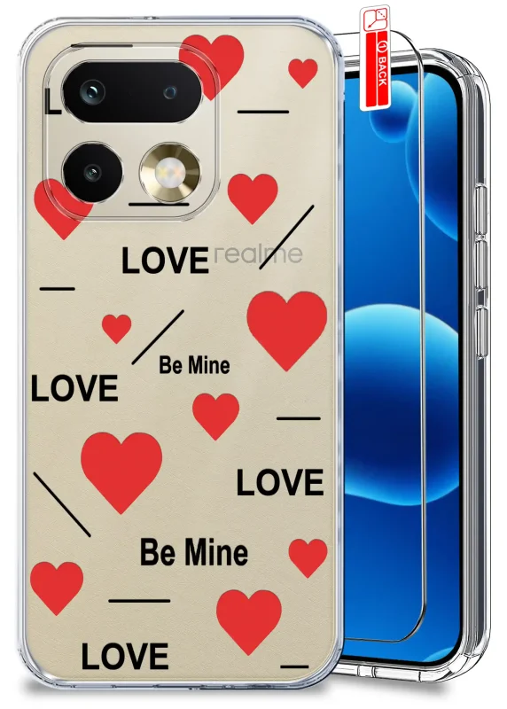 Przezroczyste etui do Realme 16 Pro 5G z walentynkowym wzorem – serce i napisy love, be mine