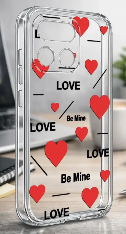 Bezbarwny case do Realme 16 Pro 5G z sercem i napisem LOVE