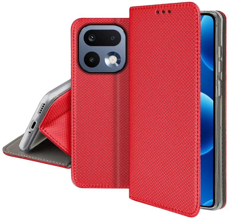 Zamykane etui magnetyczne do Realme 16 Pro 5G w kolorze czerwonym – smukła konstrukcja i ochrona obudowy