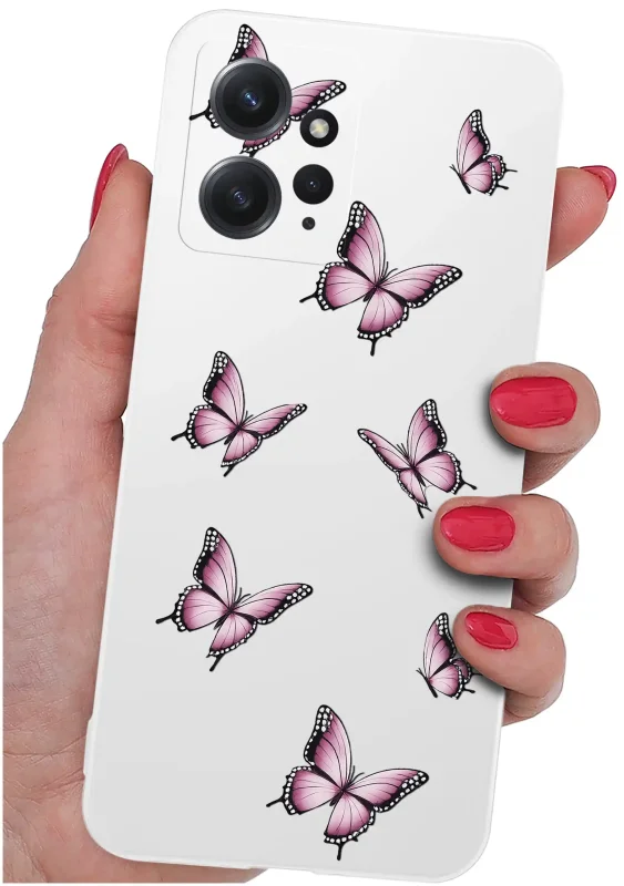 Etui wiosenne do Xiaomi Redmi Note 12 4G w motylki - białe etui w dłoni