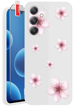 Etui do Samsung Galaxy A34 5G białe różne wzory wiosenne ze szkłem
