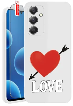 Etui do Samsung Galaxy A34 5G białe różne wzory walentynkowe ze szkłem