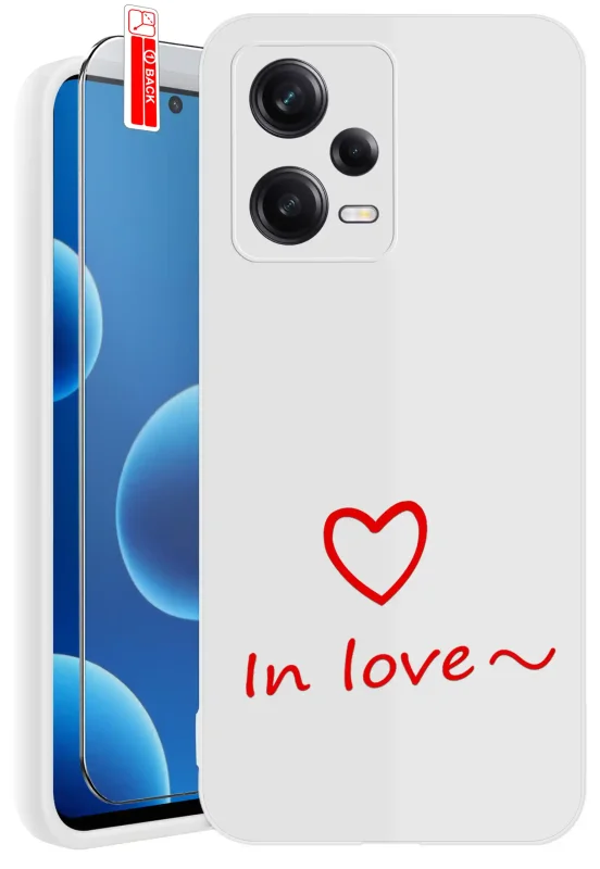 Etui walentynkowe białe do Xiaomi Redmi Note 12 Pro 5G serce i napis In love