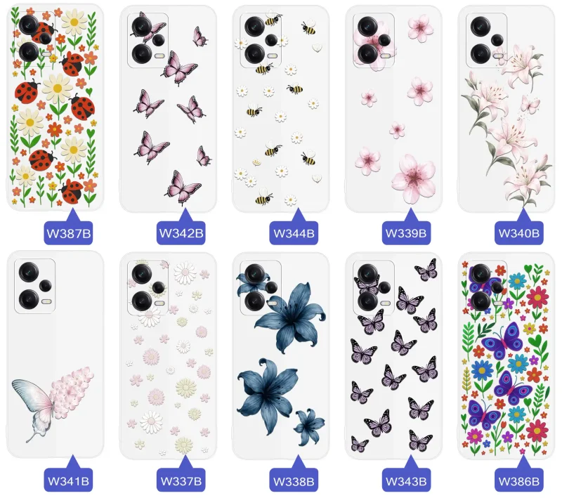 Kolekcja białych etui wiosennych do Xiaomi Redmi Note 12 Pro+ Plus 5G – wzory kwiaty, motylki, pszczółki, biedronki