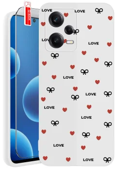 Etui do Xiaomi Redmi Note 12 Pro+ Plus 5G białe różne wzory walentynkowe ze szkłem