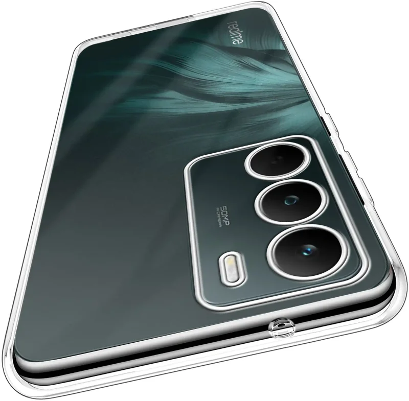 Wzmocniona ochrona aparatu w etui przezroczystym do Realme C71 – zbliżenie na wyspę kamery