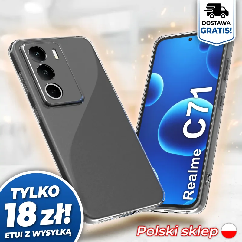 Wzmocniona ochrona aparatu w etui przezroczystym do Realme C71 - darmowa wysyłka, polski sklep