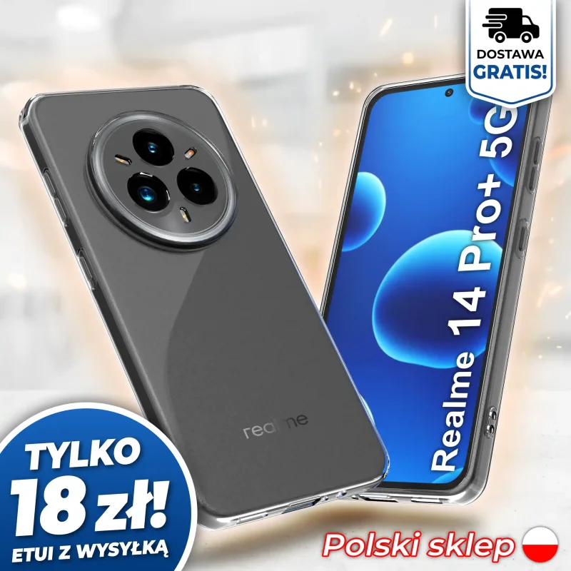 Wzmocniona ochrona aparatu w etui przezroczystym do Realme 14 Pro+ Plus 5G - darmowa wysyłka, polski sklep