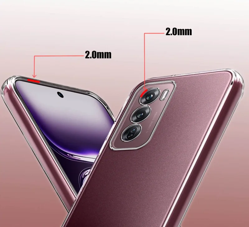 Etui Clear Case do Oppo Reno 12 5G – podwyższone ranty 2.0 mm chroniące ekran i aparat