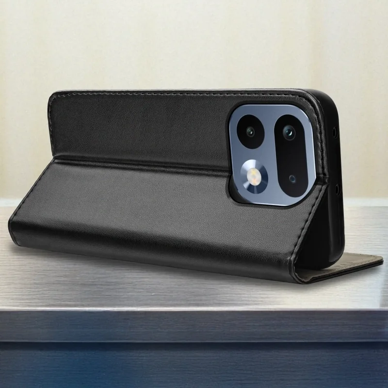 Pokrowiec z klapką do Realme 16 Pro 5G czarny - funkcja stojaka