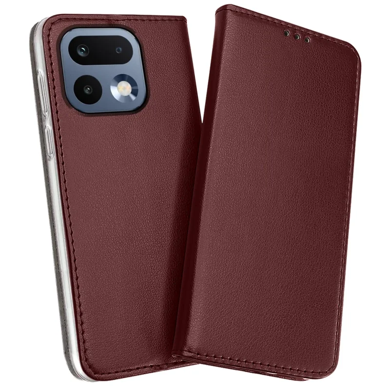 Pokrowiec skórzany Realme 16 Pro 5G, zamykana klapka elegancki case, burgundowy