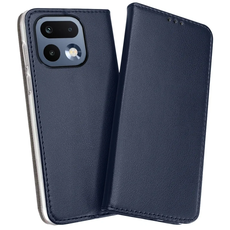 Pokrowiec skórzany Realme 16 Pro 5G, zamykana klapka elegancki case, granatowy