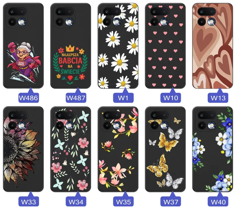 Różne etui dla babci do Realme 16 Pro 5G – kwiaty, serca, napis Najlepsza Babcia na świecie, Babcia superbohaterka