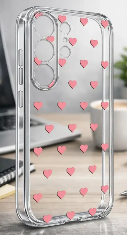 Bezbarwny case do Samsung Galaxy S26 Ultra z różowymi serduszkami