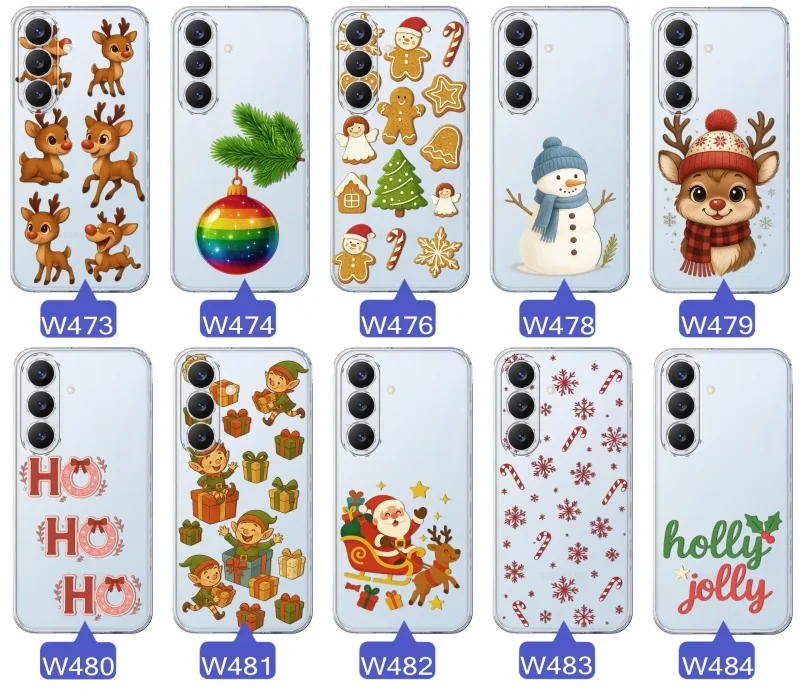 Różne wzory świąteczne i zimowe do Samsung Galaxy S26 - Mikołaje, śnieżynki, pierniki, renifery, elfy, grinch, choinki, napisy
