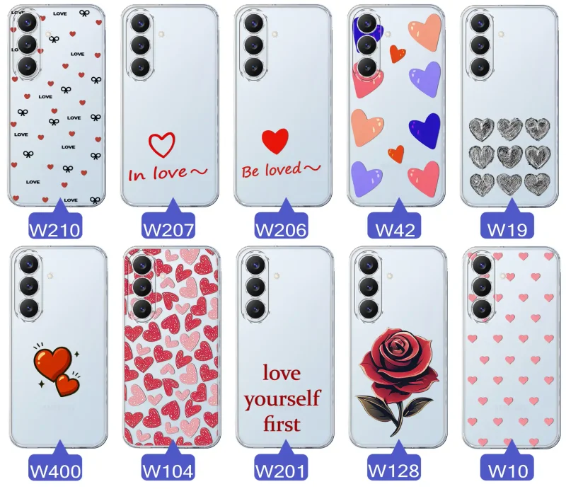 Różne wzory walentynkowe na case do Samsung Galaxy S26+ Plus - motywy miłosne: serca, romantyczne napisy, kwiaty, misie