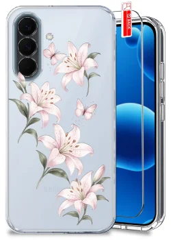 Etui do Samsung Galaxy A57 5G przezroczyste różne wzory wiosenne ze szkłem
