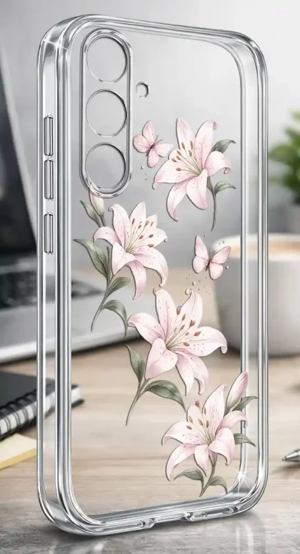 Przezroczyste etui wiosna Samsung Galaxy A57 5G nadruk kwiatków