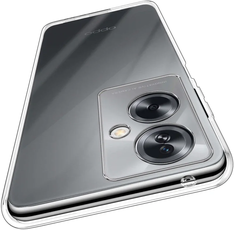 Wzmocniona ochrona aparatu w etui przezroczystym do Oppo A79 5G – zbliżenie na wyspę kamery