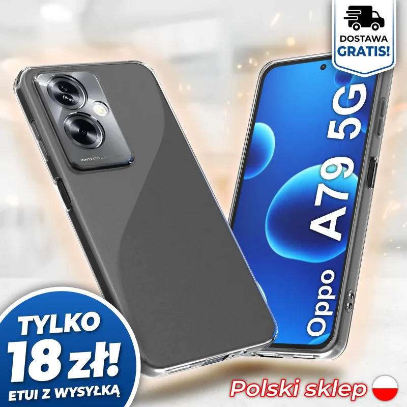 Wzmocniona ochrona aparatu w etui przezroczystym do Oppo A79 5G - darmowa wysyłka, polski sklep