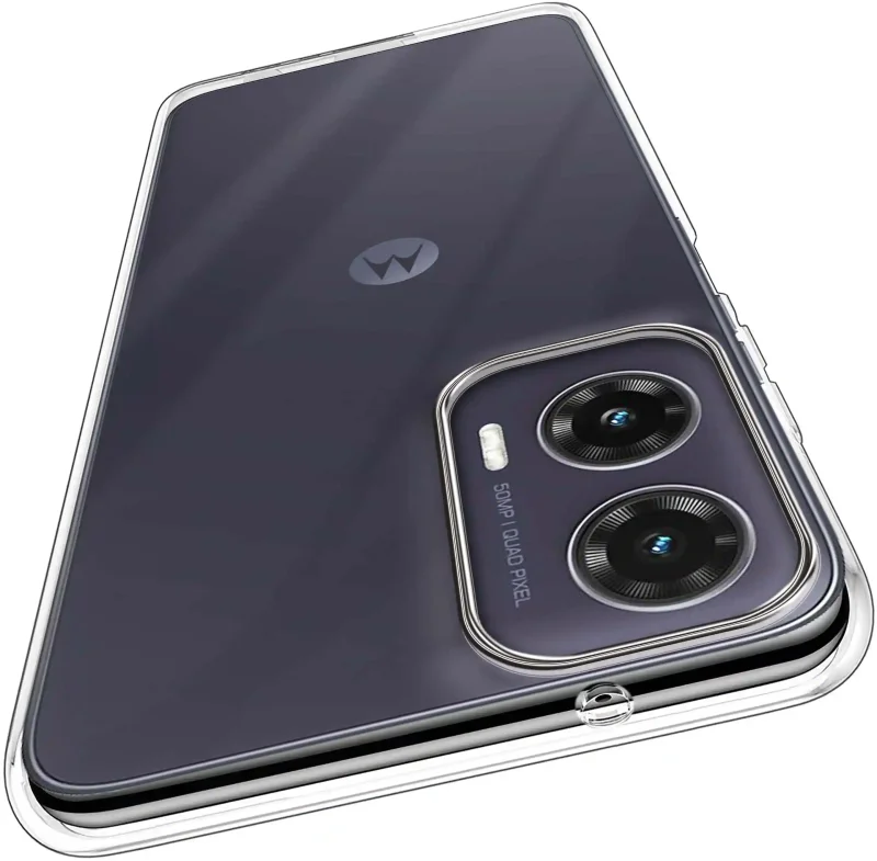 Wzmocniona ochrona aparatu w etui przezroczystym do Motorola Moto G35 – zbliżenie na wyspę kamery