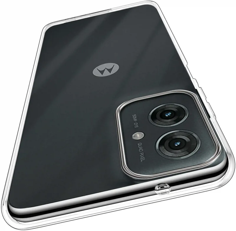 Wzmocniona ochrona aparatu w etui przezroczystym do Motorola Moto G55 – zbliżenie na wyspę kamery