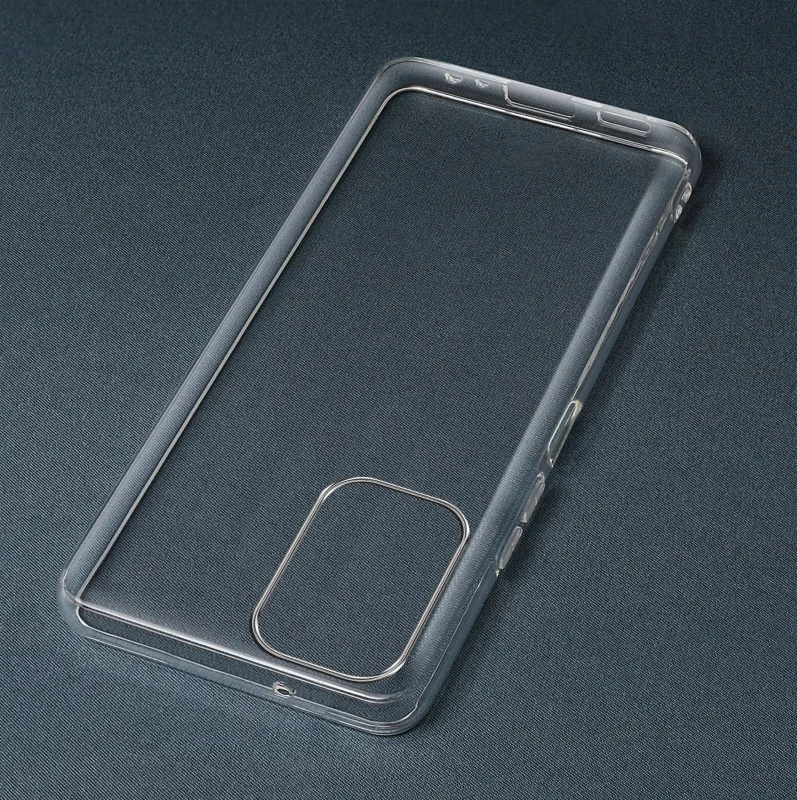 Transparentne etui ochronne do Motorola Moto G55 – widok samego case’a z wycięciem na aparat i porty