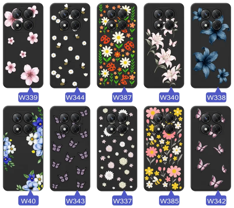 Kolekcja etui wiosennych Xiaomi Redmi Note 14 Pro+ Plus 5G – wzory kwiaty, motylki, pszczółki, biedronki