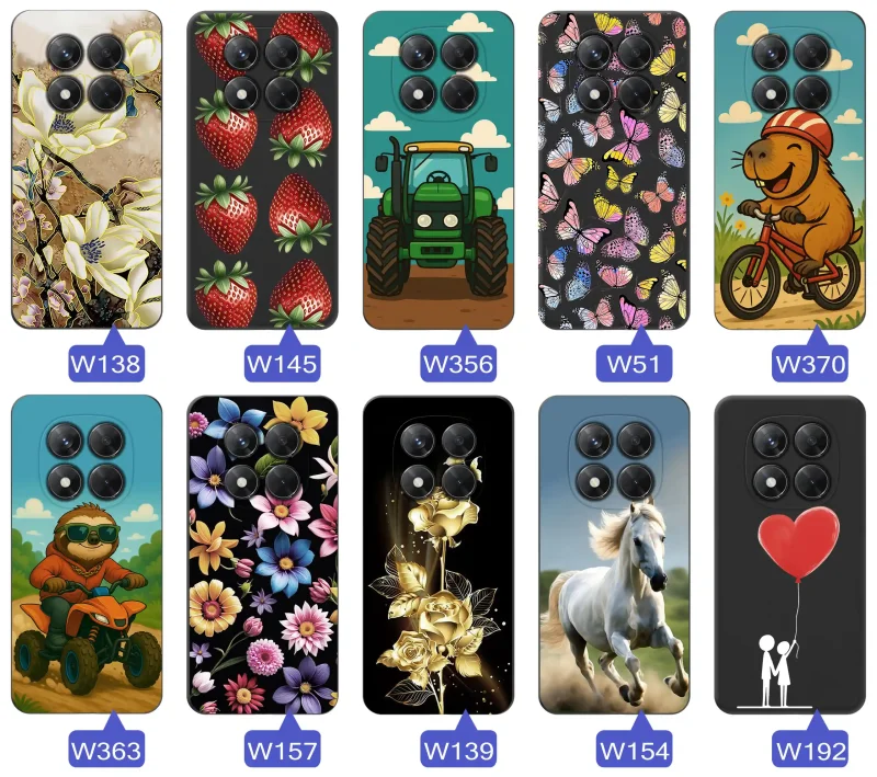 Case wiosenne Xiaomi Redmi Note 14 Pro+ Plus 5G czarne etui z wzorem – motyle, kwiaty, róże, koń, traktor, truskawki, kapibara, miłość