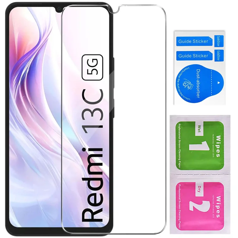 Szkło hartowane 9H Xiaomi Redmi 13C 5G – ochrona ekranu z akcesoriami montażowymi