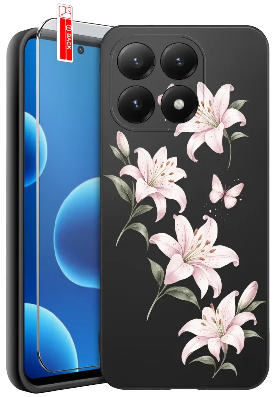 Etui wiosenne do Xiaomi 15T 5G ze wzorem kwiatów, szkło hartowane 9H w zestawie