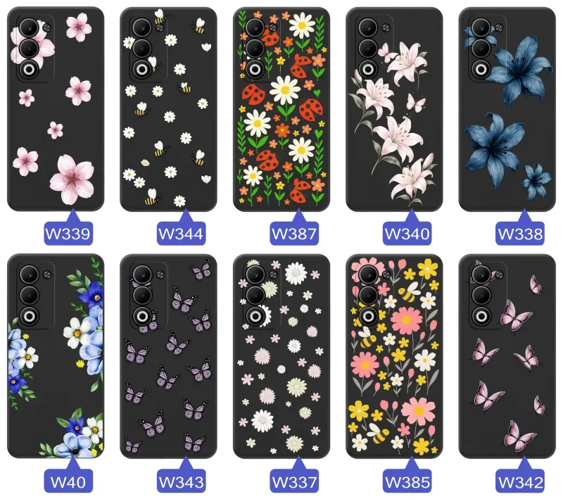 Kolekcja etui wiosennych Oppo A5 4G / A5 5G – wzory kwiaty, motylki, pszczółki, biedronki