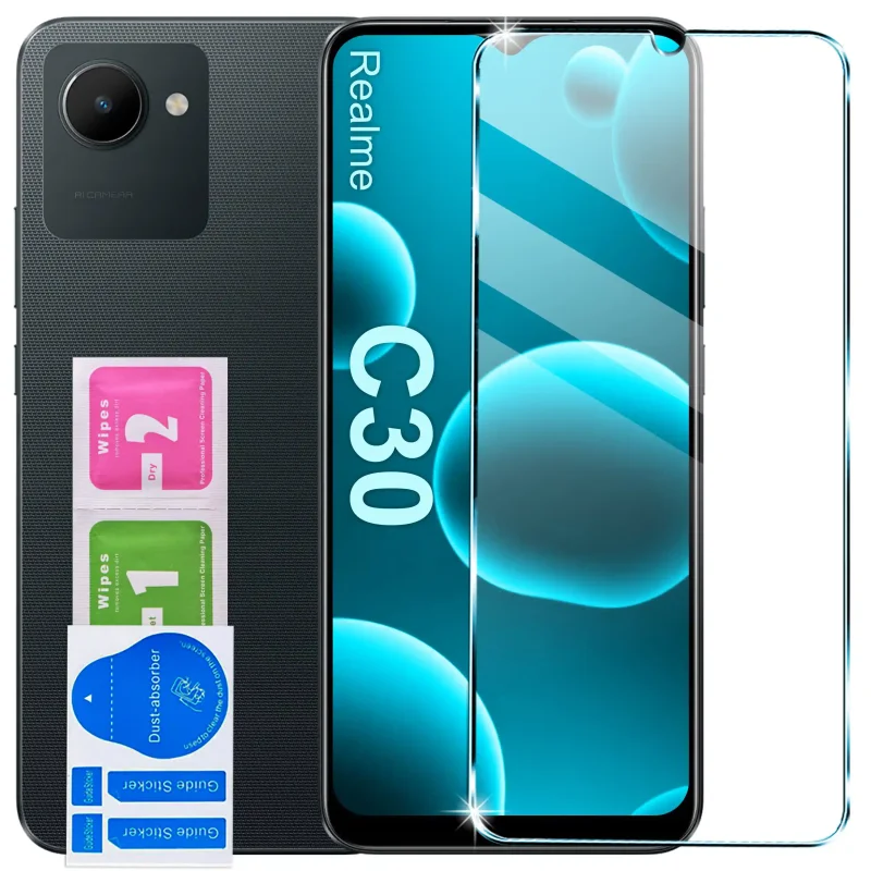 Szkło hartowane 9H Realme C30 – ochrona ekranu z akcesoriami montażowymi