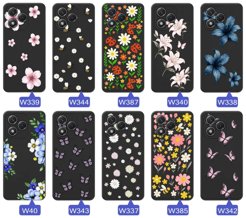 Kolekcja etui wiosennych Honor 400 Lite – wzory kwiaty, motylki, pszczółki, biedronki