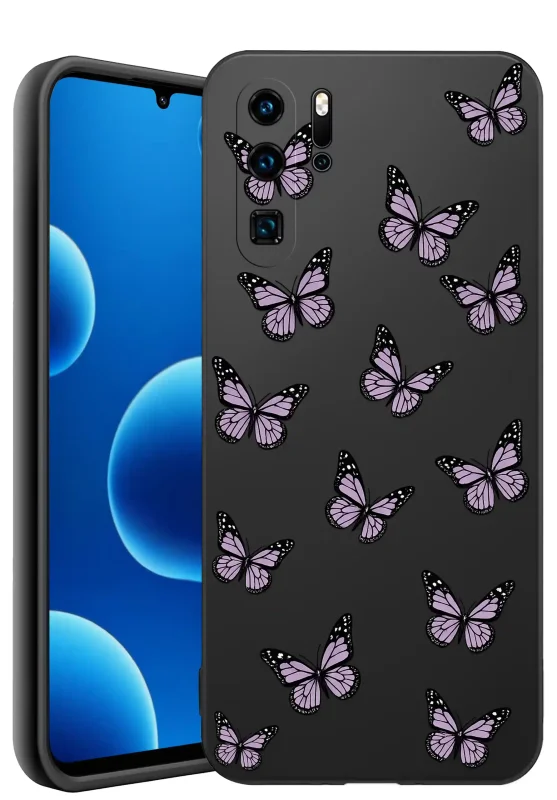 Etui wiosenne do Huawei P30 Pro ze wzorem fioletowych motyli