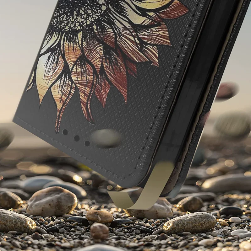 Etui z klapką do Realme 16 Pro 5G z grafiką kwiata, amortyzująca konstrukcja i magnetyczne zamknięcie