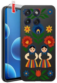 Etui do Motorola Edge 70 różne wzory ludowe ze szkłem