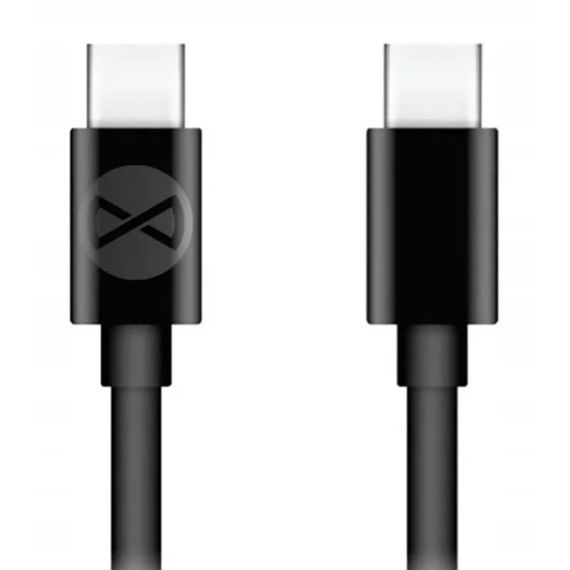 Kabel USB-C - USB-C Forever 60W czarny z widocznymi końcówkami Type-C do ładowania i transferu danych