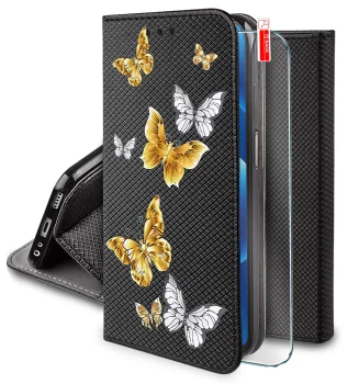 Etui do Oppo A5x zamykane malowane wzór kolorowy ze szkłem